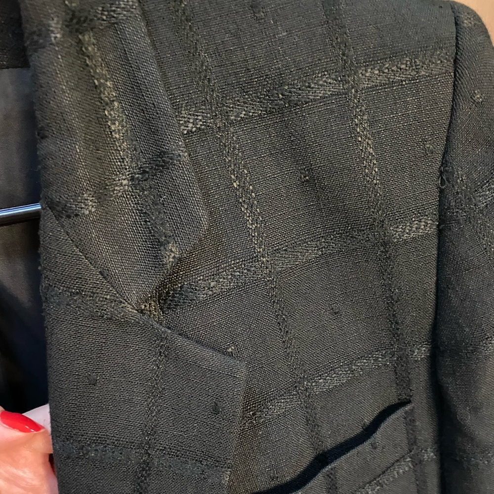 VTG Saville Black Checked Double Breasted Blazer w/White Buttons (Size:6p) - Picture 6 of 16